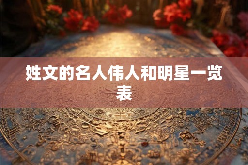 姓文的名人伟人和明星一览表 姓文的名人伟人和明星一览表