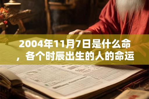 2004年11月7日是什么命，各个时辰出生的人的命运