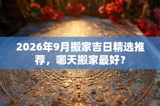 2026年9月搬家吉日精选推荐，哪天搬家最好？
