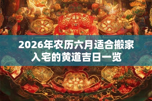 2026年农历六月适合搬家入宅的黄道吉日一览