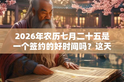 2026年农历七月二十五是一个签约的好时间吗？这天老黄历的卦象好吗？