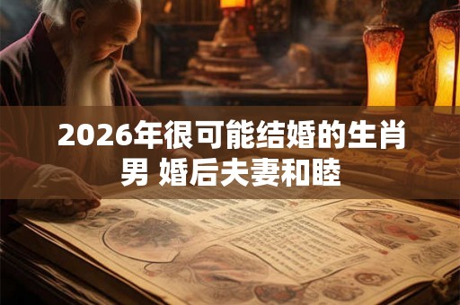 2026年很可能结婚的生肖男 婚后夫妻和睦
