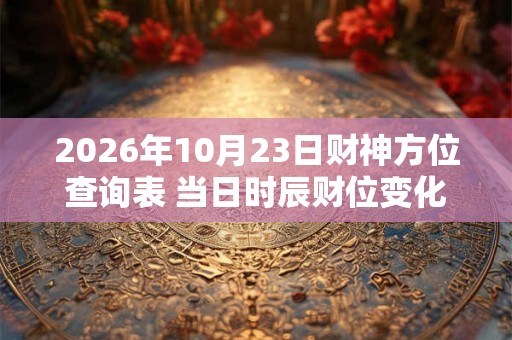 2026年10月23日财神方位查询表 当日时辰财位变化表