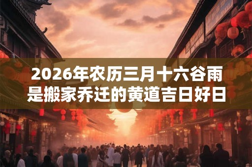2026年农历三月十六谷雨是搬家乔迁的黄道吉日好日子吗？