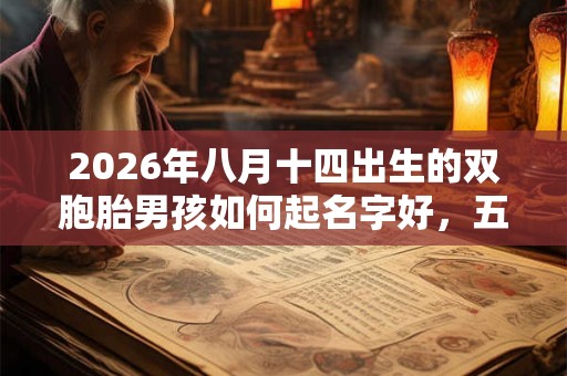 2026年八月十四出生的双胞胎男孩如何起名字好，五行属什么？