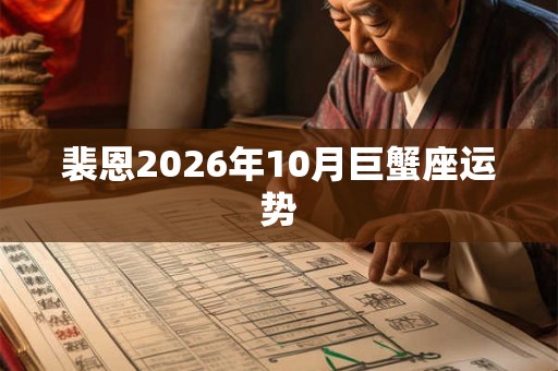 裴恩2026年10月巨蟹座运势