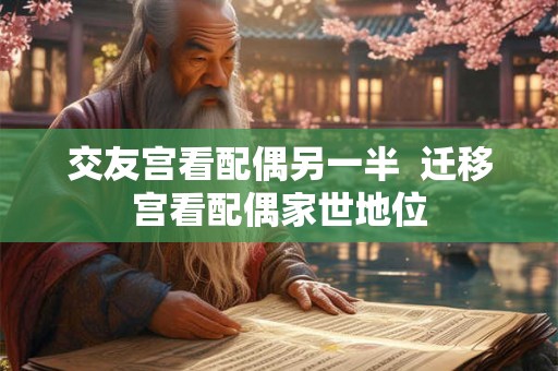 交友宫看配偶另一半 迁移宫看配偶家世地位 交友宫看配偶另一半 迁移宫看配偶家世地位