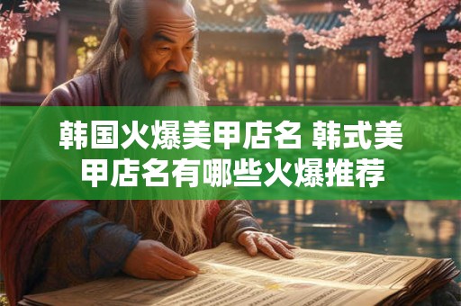 韩国火爆美甲店名 韩式美甲店名有哪些火爆推荐