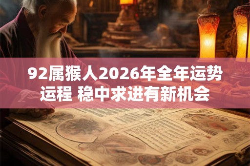92属猴人2026年全年运势运程 稳中求进有新机会