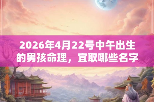 2026年4月22号中午出生的男孩命理，宜取哪些名字？