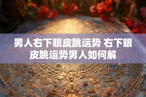 男人右下眼皮跳运势 右下眼皮跳运势男人如何解
