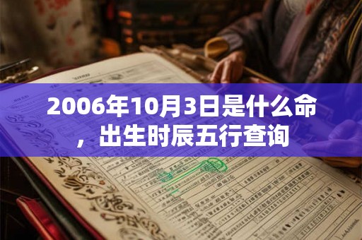 2006年10月3日是什么命，出生时辰五行查询