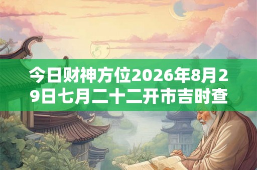 今日财神方位2026年8月29日七月二十二开市吉时查询