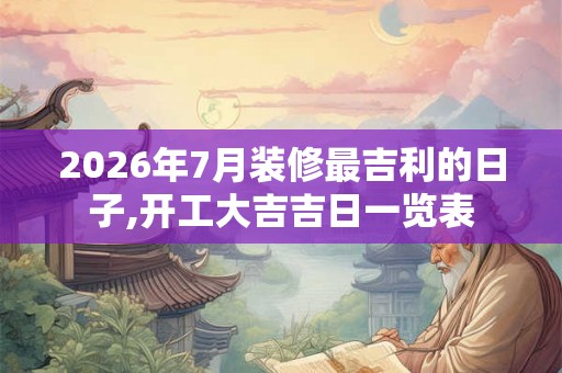 2026年7月装修最吉利的日子,开工大吉吉日一览表