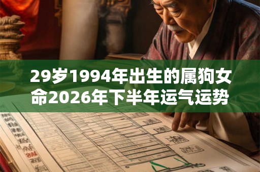 29岁1994年出生的属狗女命2026年下半年运气运势