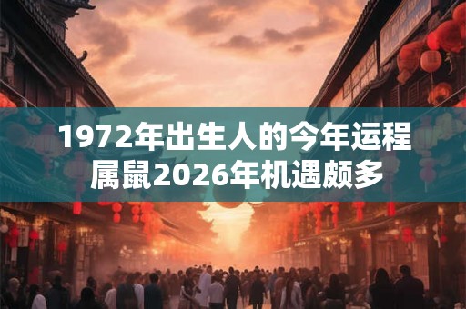 1972年出生人的今年运程 属鼠2026年机遇颇多 1972年出生人的今年运程 属鼠2026年机遇颇多