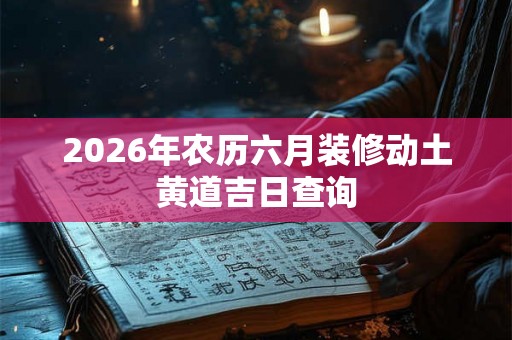 2026年农历六月装修动土黄道吉日查询