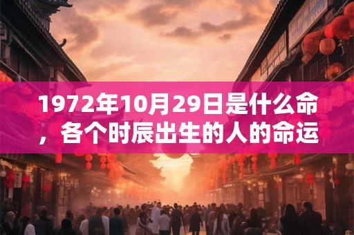 1972年10月29日是什么命，各个时辰出生的人的命运
