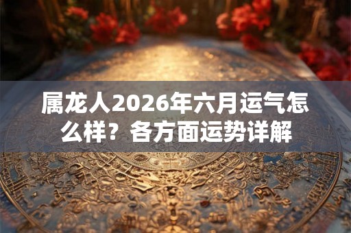 属龙人2026年六月运气怎么样？各方面运势详解