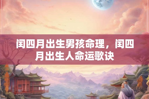 闰四月出生男孩命理，闰四月出生人命运歌诀