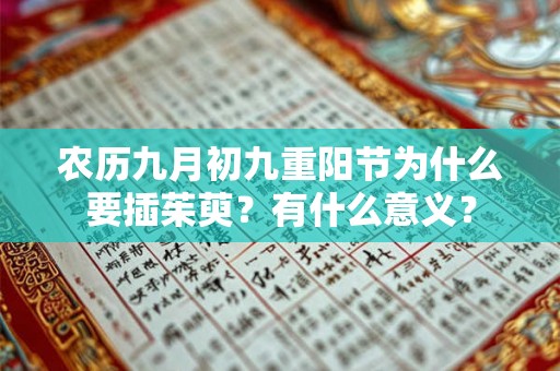 农历九月初九重阳节为什么要插茱萸？有什么意义？