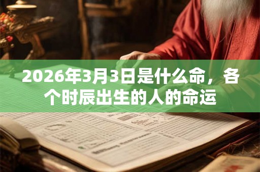 2026年3月3日是什么命，各个时辰出生的人的命运
