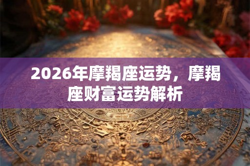 2026年摩羯座运势，摩羯座财富运势解析