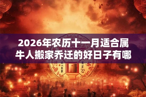 2026年农历十一月适合属牛人搬家乔迁的好日子有哪些? 2026年农历十一月适合属牛人搬家乔迁的好日子有哪些?