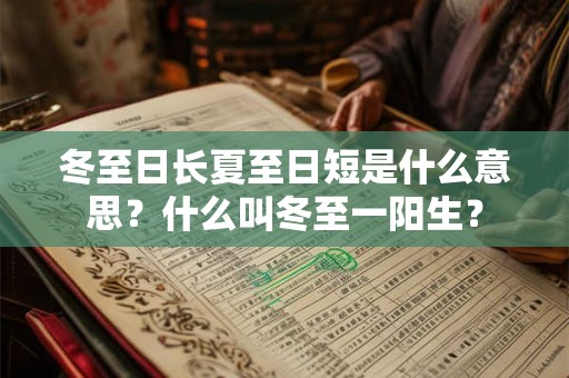 冬至日长夏至日短是什么意思？什么叫冬至一阳生？