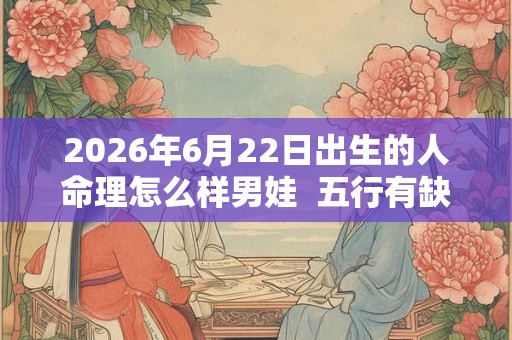 2026年6月22日出生的人命理怎么样男娃  五行有缺失吗