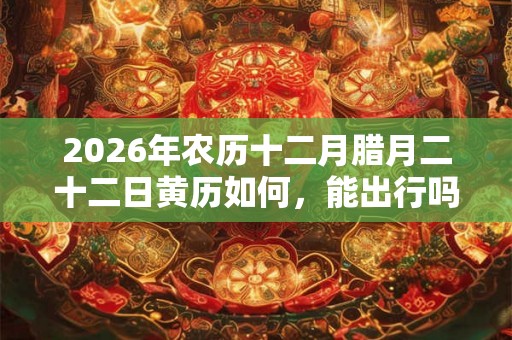 2026年农历十二月腊月二十二日黄历如何，能出行吗？