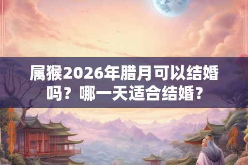 属猴2026年腊月可以结婚吗?哪一天适合结婚? 属猴2026年腊月可以结婚吗?哪一天适合结婚?