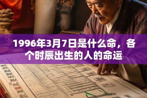1996年3月7日是什么命，各个时辰出生的人的命运