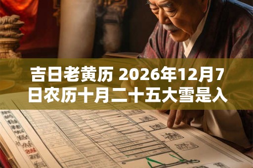 吉日老黄历 2026年12月7日农历十月二十五大雪是入宅最佳日期吗
