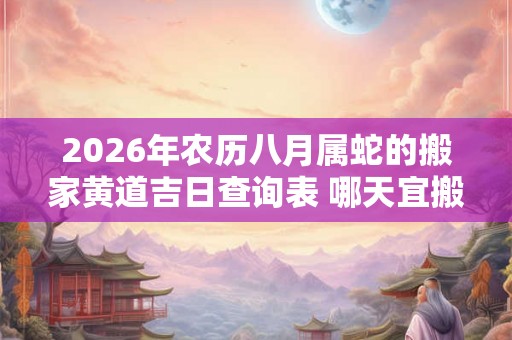 2026年农历八月属蛇的搬家黄道吉日查询表 哪天宜搬入新房