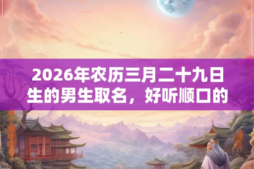 2026年农历三月二十九日生的男生取名，好听顺口的男宝宝名字