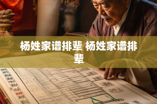 杨姓家谱排辈 杨姓家谱排辈