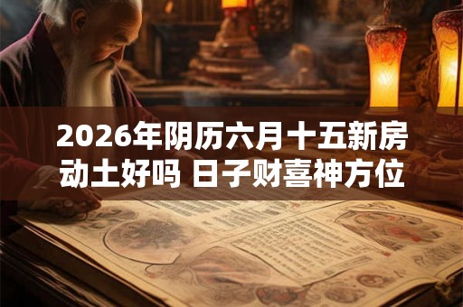 2026年阴历六月十五新房动土好吗 日子财喜神方位