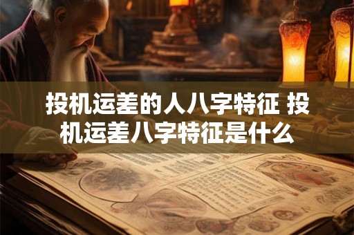 投机运差的人八字特征 投机运差八字特征是什么