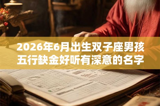2026年6月出生双子座男孩五行缺金好听有深意的名字！