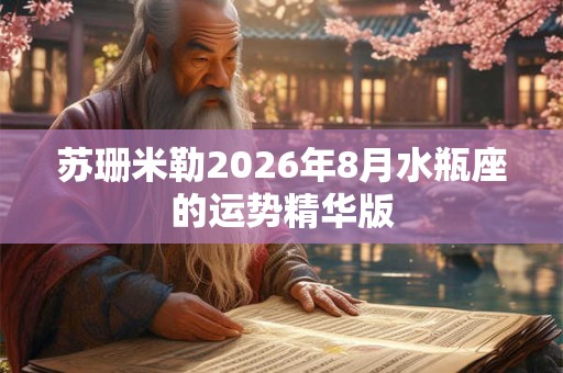 苏珊米勒2026年8月水瓶座的运势精华版