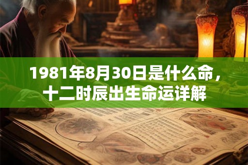 1981年8月30日是什么命，十二时辰出生命运详解
