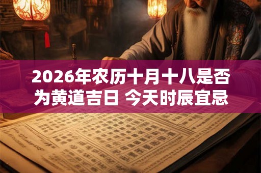 2026年农历十月十八是否为黄道吉日 今天时辰宜忌吉凶