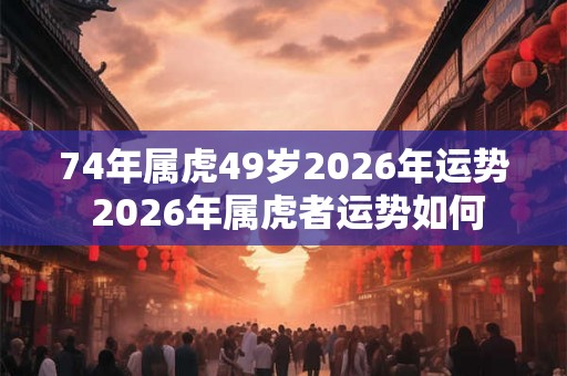 74年属虎49岁2026年运势 2026年属虎者运势如何