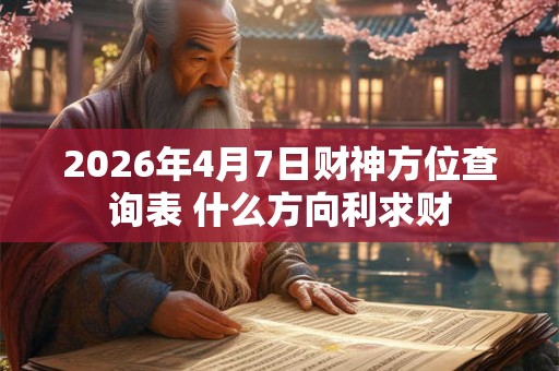 2026年4月7日财神方位查询表 什么方向利求财 2026年4月7日财神方位查询表 什么方向利求财