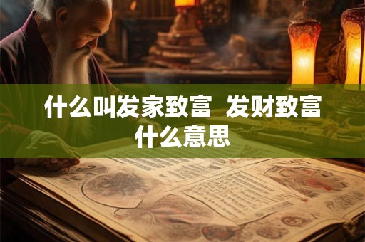 什么叫发家致富  发财致富什么意思