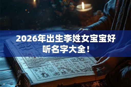 2026年出生李姓女宝宝好听名字大全！