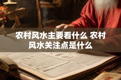 农村风水主要看什么 农村风水关注点是什么