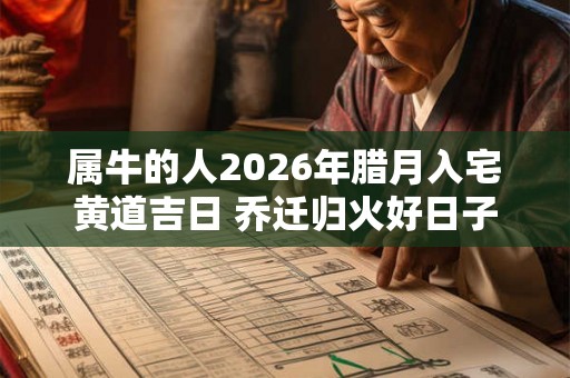 属牛的人2026年腊月入宅黄道吉日 乔迁归火好日子