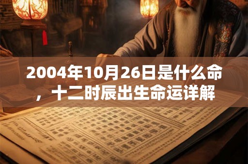 2004年10月26日是什么命，十二时辰出生命运详解